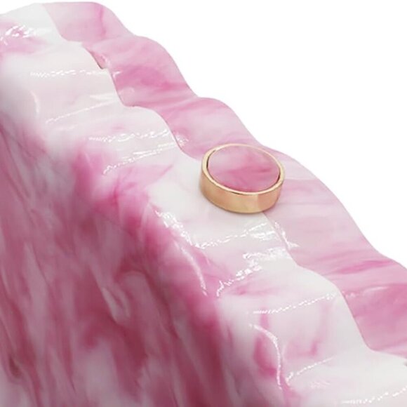 Women Acrylic Evening Clutch Purse Glitter Wavy Marble Handbag Chain Shoulder Ba - Picture 5 of 6